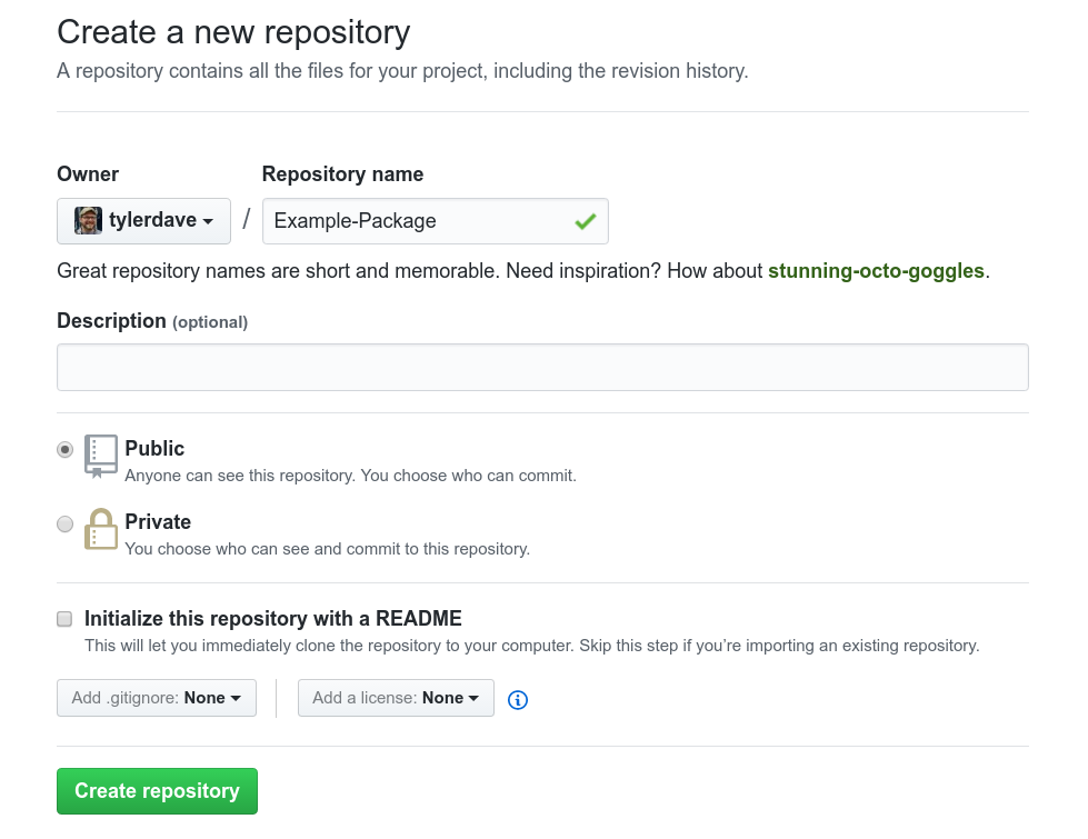 Create a github repo